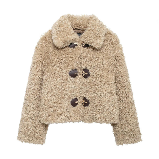Women's Long Sleeve Sherpa Fleece Jackets Lapel Faux Fuzzy Coat Winter Warm Outwear