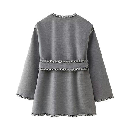 Womens Fall Winter Coats V Neck Belt Long Sleeve Jackets Warm Mid Length Outerwear
