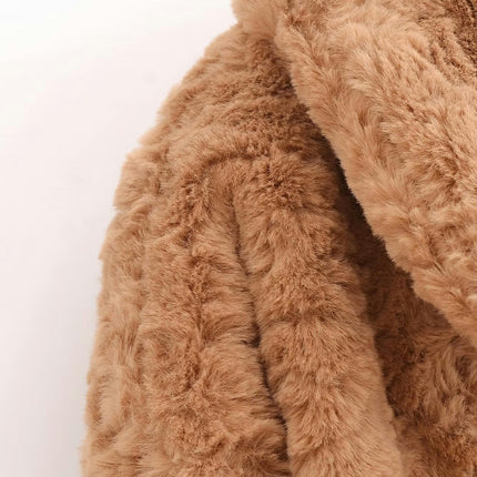 Womens Cropped Faux Fur Jacket Shaggy Lapel Winter Coats Fuzzy Cardigans Warm Outerwear