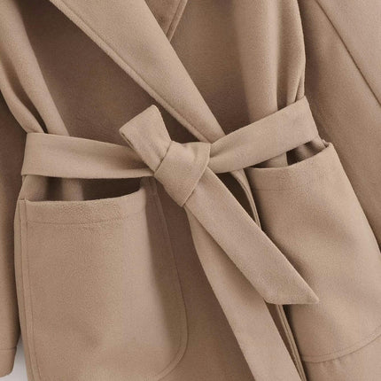 Womens Hooded Coats Long Sleeve Belted Casual Open Front Jackets Overcoat