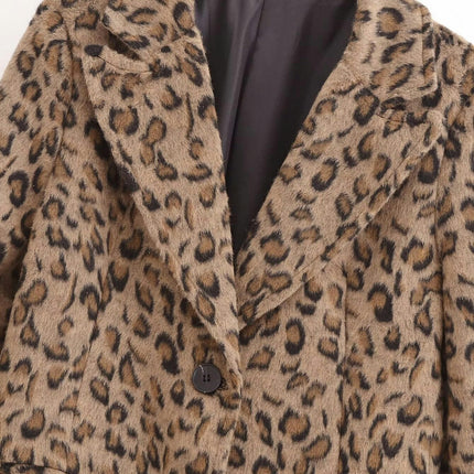 Women Wool Blend Coat Notched Collar Single Breasted Outerwear Jacket