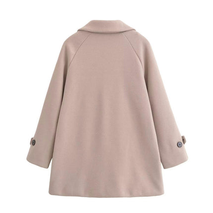 Womens Fall Winter Coats Notch Lapel Single Breasted Loose Jackets Outerwear