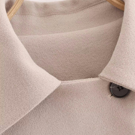 Womens Fall Winter Coats Notch Lapel Single Breasted Loose Jackets Outerwear
