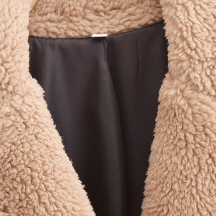 Womens Faux Fur Coat Long Winter Sherpa Jacket Fuzzy Fleece Lapel Warm Outerwea