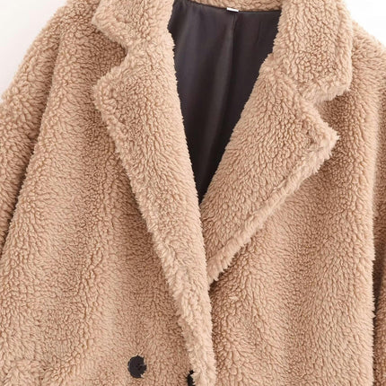 Womens Faux Fur Coat Long Winter Sherpa Jacket Fuzzy Fleece Lapel Warm Outerwea