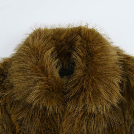 Womens Winter Faux Fur Jackets Fleece Long Sleeve Cropped Shaggy Coats Warm Outerwear