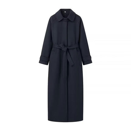 Women's Lapel Collar Single Breasted Wool Blend Coats Winter Overcoat Outwear with Belt