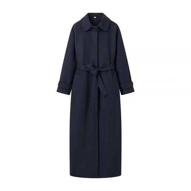 Women's Lapel Collar Single Breasted Wool Blend Coats Winter Overcoat Outwear with Belt