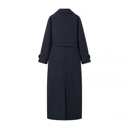 Women's Lapel Collar Single Breasted Wool Blend Coats Winter Overcoat Outwear with Belt