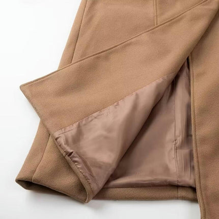 Women Double Breasted Coats Long Winter Notched Lapel Collar Outwear with Belt