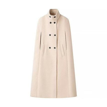 Cape Coats for Women Winter Slit Sleeve Double Breasted Cloak Coat