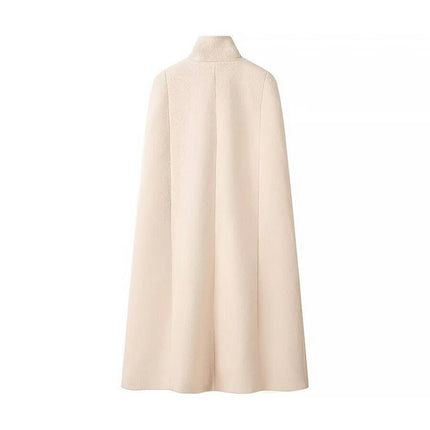 Cape Coats for Women Winter Slit Sleeve Double Breasted Cloak Coat