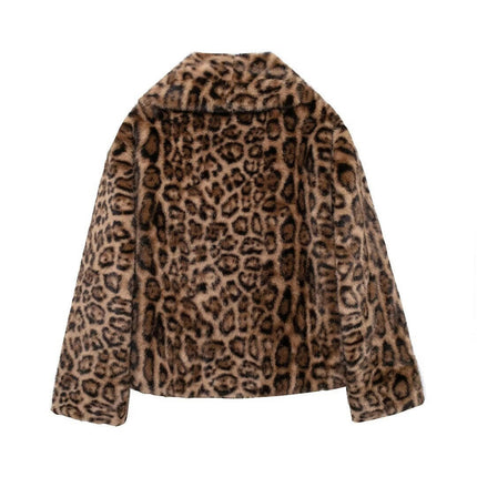 Women's Faux Fur Cropped Jacket Long Sleeve Button Warm Winter Coats Furry Outerwear