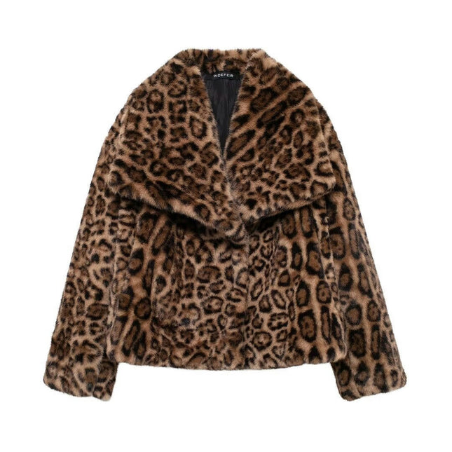 Women's Faux Fur Cropped Jacket Long Sleeve Button Warm Winter Coats Furry Outerwear