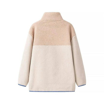 Women's Fashion Faux Shearling Shaggy Zip Up Coats Warm Winter Jackets with Pocket