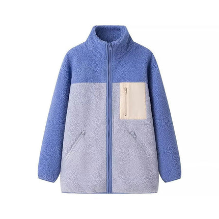 Women's Fashion Faux Shearling Shaggy Zip Up Coats Warm Winter Jackets with Pocket