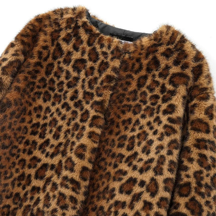 Women's Winter Coats Fleece Cropped Jacket Faux Fur Long Sleeve Pockets Shaggy Warm Outerwear