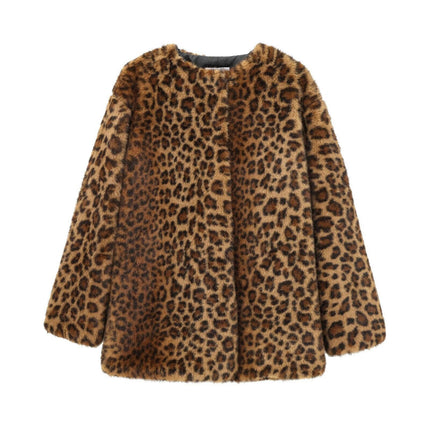 Women's Winter Coats Fleece Cropped Jacket Faux Fur Long Sleeve Pockets Shaggy Warm Outerwear