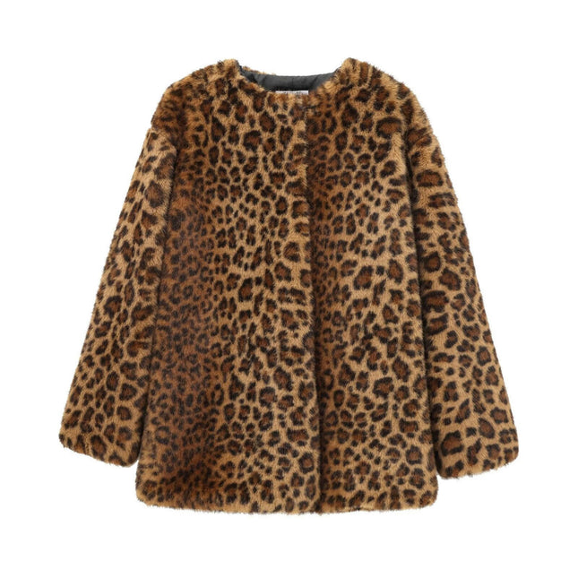 Women's Winter Coats Fleece Cropped Jacket Faux Fur Long Sleeve Pockets Shaggy Warm Outerwear