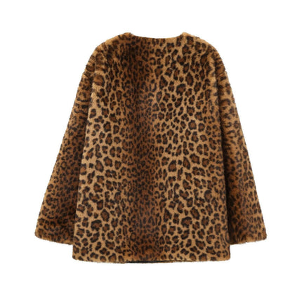 Women's Winter Coats Fleece Cropped Jacket Faux Fur Long Sleeve Pockets Shaggy Warm Outerwear