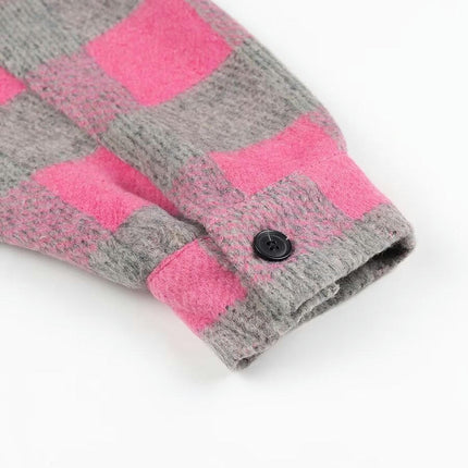 Women Casual Flannel Plaid Long Sleeve Lapel Button Down Shirts Wool Blend Coat with Pockets