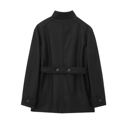 Women's Mid Length Coat Elegant Notched Lapel Coat Jacket Casual Fall Winter Outwear with Belt