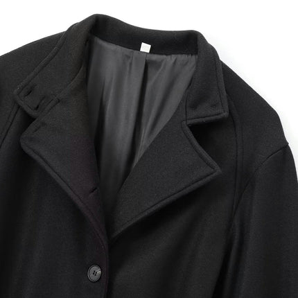 Women's Mid Length Coat Elegant Notched Lapel Coat Jacket Casual Fall Winter Outwear with Belt