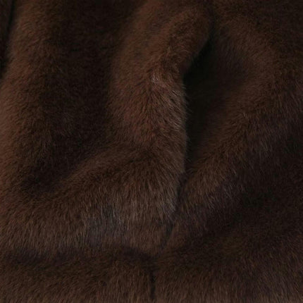 Womens Cropped Faux Fur Coat Lapel Collar Button Fluffy Jackets Winter Outerwear