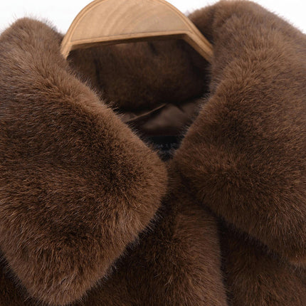 Faux Fur Coats for Women Warm Winter Cropped Jacket Long Sleeve Lapel Shaggy Outerwear