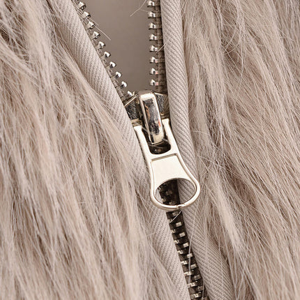 Women's Faux Fur Jacket Winter Warm Shaggy Zip Up Coats Long Sleeve Lapel Outwear