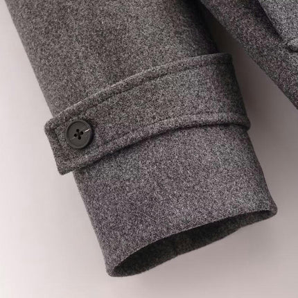 Womens Notched Lapel Collar Coat Winter Double-Breasted Outerwear Mid Long Jacket