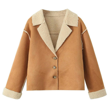 Winter Coats for Women Trendy Sherpa Lined Cropped Jackets Faux Suede Outerwear