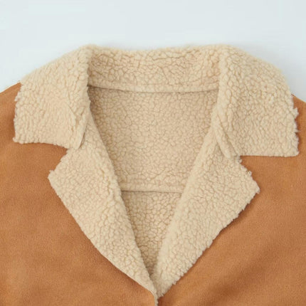 Winter Coats for Women Trendy Sherpa Lined Cropped Jackets Faux Suede Outerwear