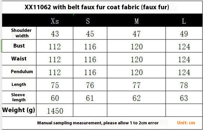 Faux Fur Coats for Women Fashion Shaggy Jackets Lapel Long Sleeve Outerwear with Belt