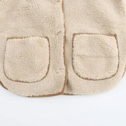 Women's Sherpa Fleece Jacket Long Sleeve Faux Fuzzy Coat Button Warm Winter Outwear with Pockets