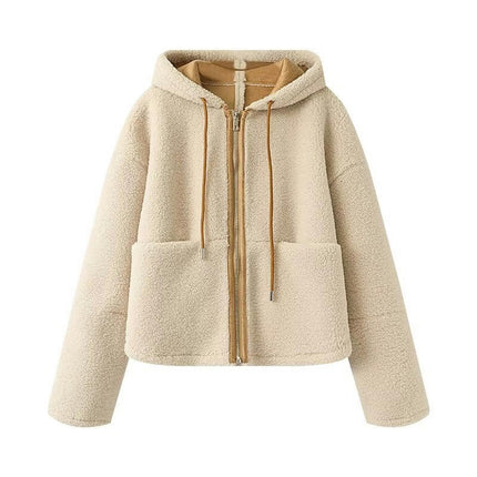 Women's Sherpa Jacket Fuzzy Fleece Winter Shearling Shaggy Hooded Zip Up Warm Outwear Coats