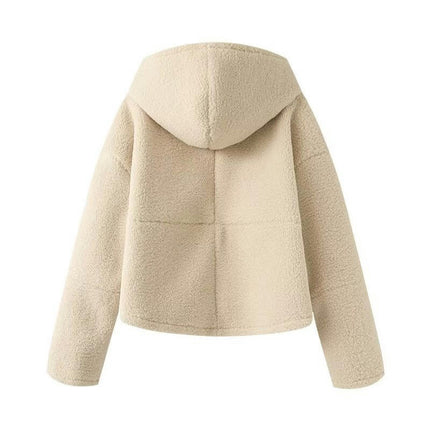 Women's Sherpa Jacket Fuzzy Fleece Winter Shearling Shaggy Hooded Zip Up Warm Outwear Coats