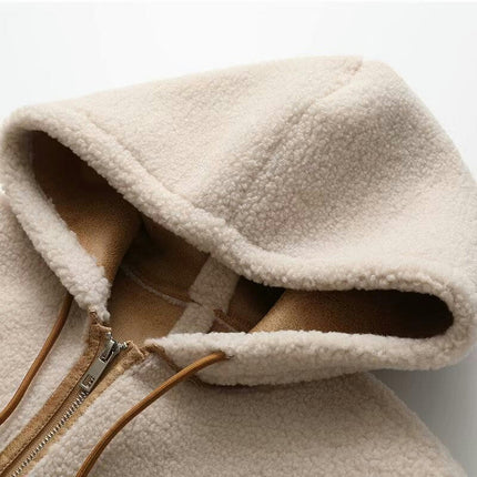 Women's Sherpa Jacket Fuzzy Fleece Winter Shearling Shaggy Hooded Zip Up Warm Outwear Coats