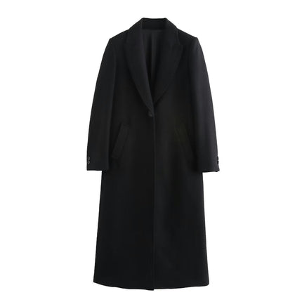 Women's Winter Warm Outwear Notch Lapel One Buttoned Mid-Long Coat