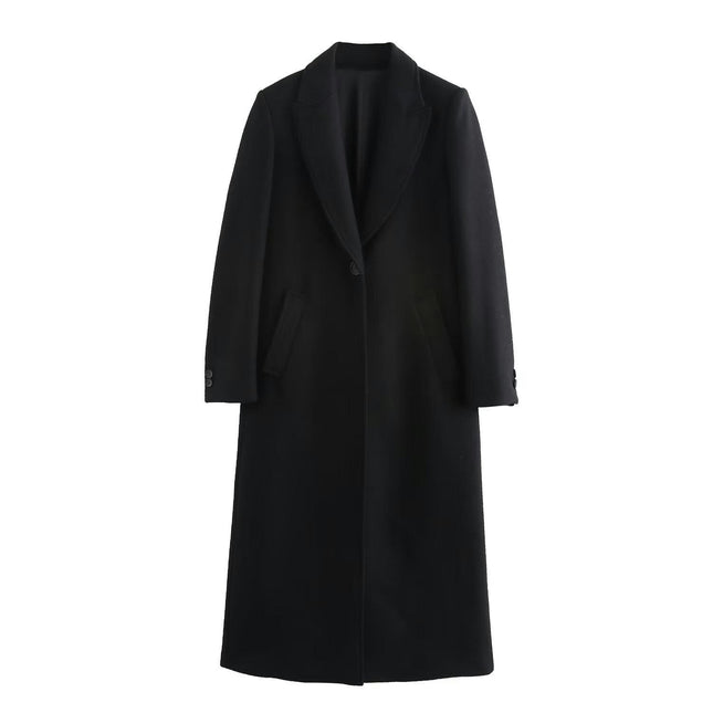 Women's Winter Warm Outwear Notch Lapel One Buttoned Mid-Long Coat