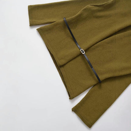 Women's Fall V-Neck Cropped Jacket Long Sleeve Wool Coat with Belt