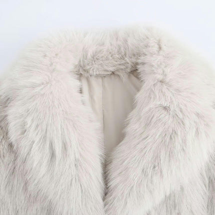 Womens Faux Fur Coats Winter Fuzzy Warm Shaggy Jacket Long Sleeve Fashion Outerwear
