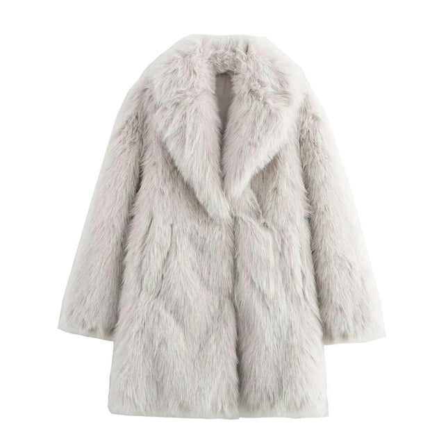 Womens Faux Fur Coats Winter Fuzzy Warm Shaggy Jacket Long Sleeve Fashion Outerwear
