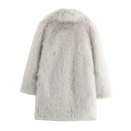 Womens Faux Fur Coats Winter Fuzzy Warm Shaggy Jacket Long Sleeve Fashion Outerwear