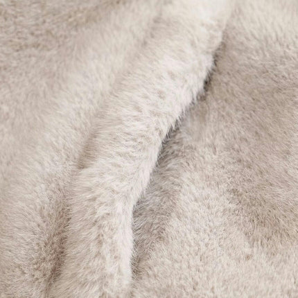 Women Faux Fur Winter Coats Lapel Long Coat Warm Button Outwear with Pocket