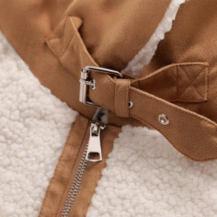 Womens Sherpa Jacket Stand Collar Zip Up Long Sleeve Fleece Coat with Pockets