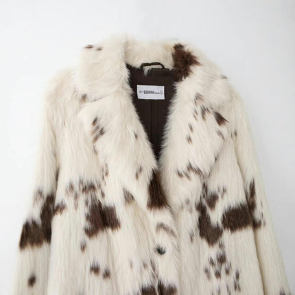 Women Winter Faux Fur Warm Coats Button Down Long Sleeve Shaggy Jackets Outwear