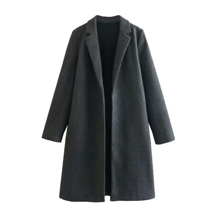 Women's Blend Coat Winter Long Sleeve Warm Cardigans Jackets Mid Length Outerwear