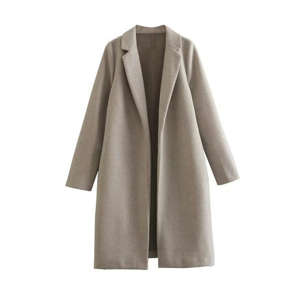 Women's Blend Coat Winter Long Sleeve Warm Cardigans Jackets Mid Length Outerwear