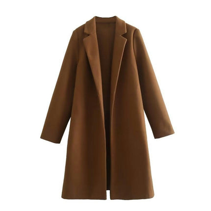 Women's Blend Coat Winter Long Sleeve Warm Cardigans Jackets Mid Length Outerwear